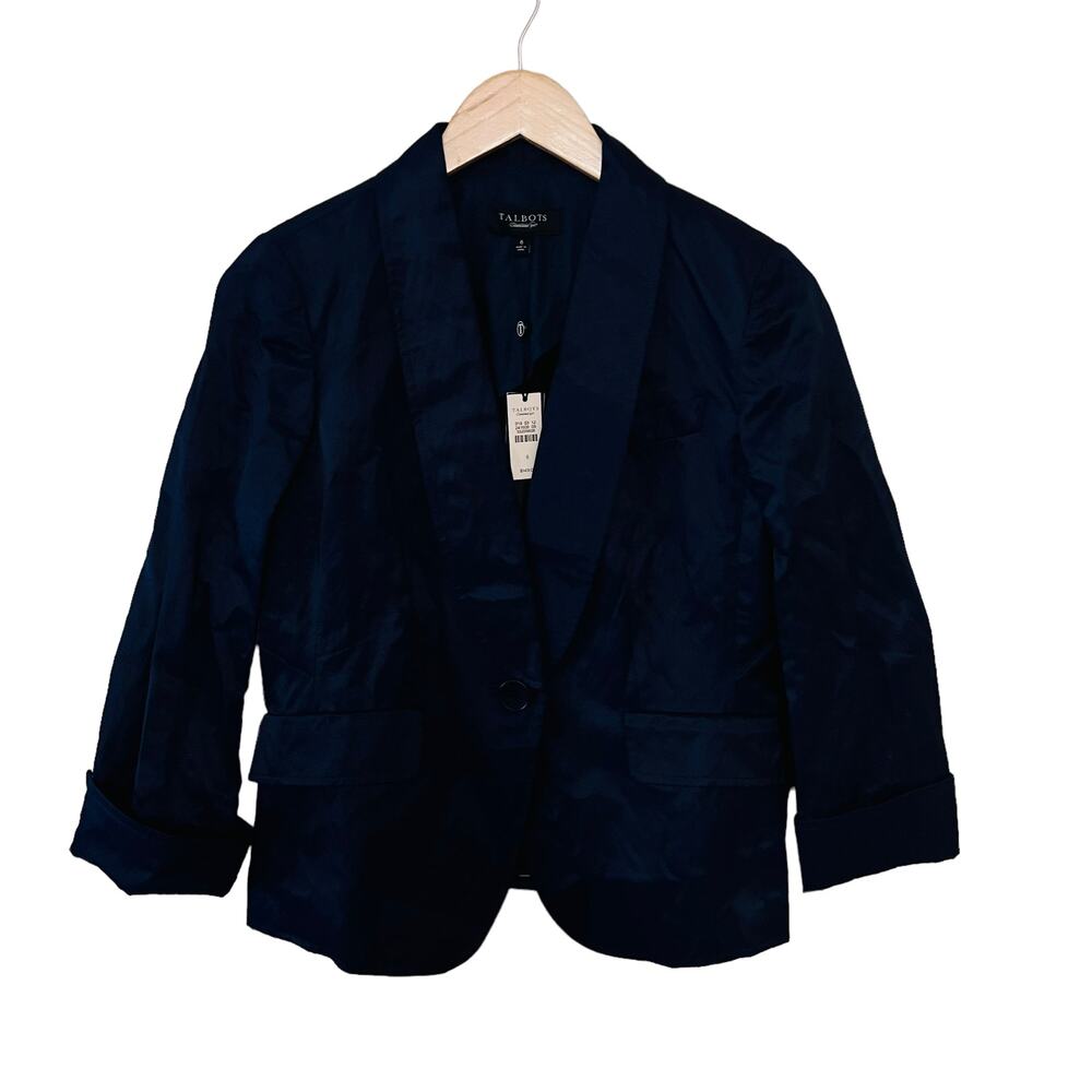 Talbots Kate Fit Taffeta One Button Blazer Size 6 NWT Blue - Picture 8 of 8